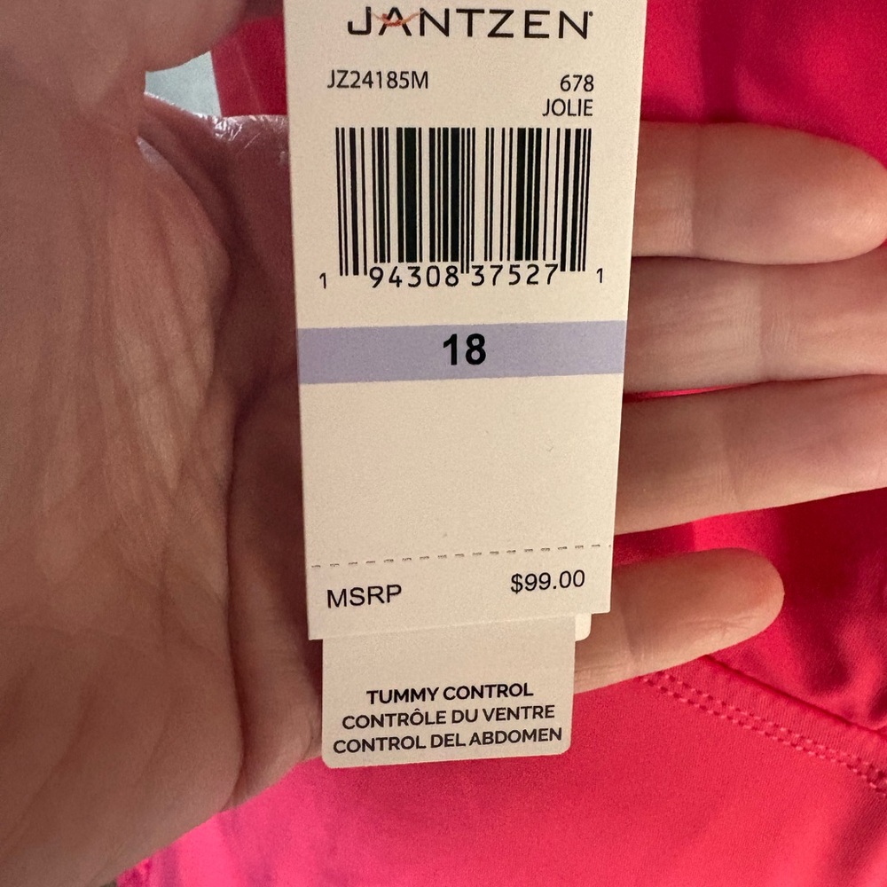 NWT Jantzen Jolie Bright Pink Tummy Control One Piece Swimsuit - Picture 3 of 11